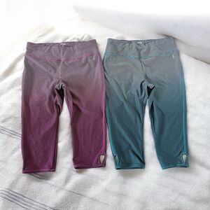 Danskin Now Activewear Workout Fitted Ombre Striped Gym Leggings Lrg 12-14 LOT